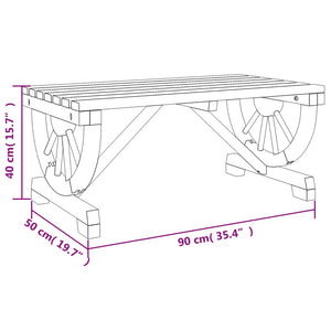 Tavolino da Giardino 90x50x40 cm in Legno Massello di Abete 365108