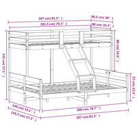 Letto a Castello 90x200/140x200 cm in Legno Massello di Pino 3207173