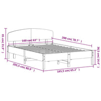 Giroletto con Testiera Marrone Cera 160x200 cm Massello Pino 3207204