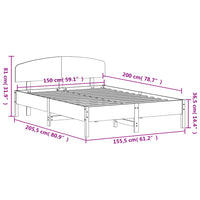 Giroletto con Testiera Bianco 150x200 cm Legno Massello di Pino 3207206