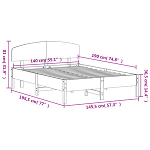 Giroletto con Testiera 140x190 cm in Legno Massello di Pino 3207225