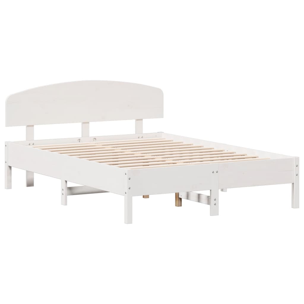 Letto senza Materasso Bianco 140x190 cm Legno Massello di Pino 3207226