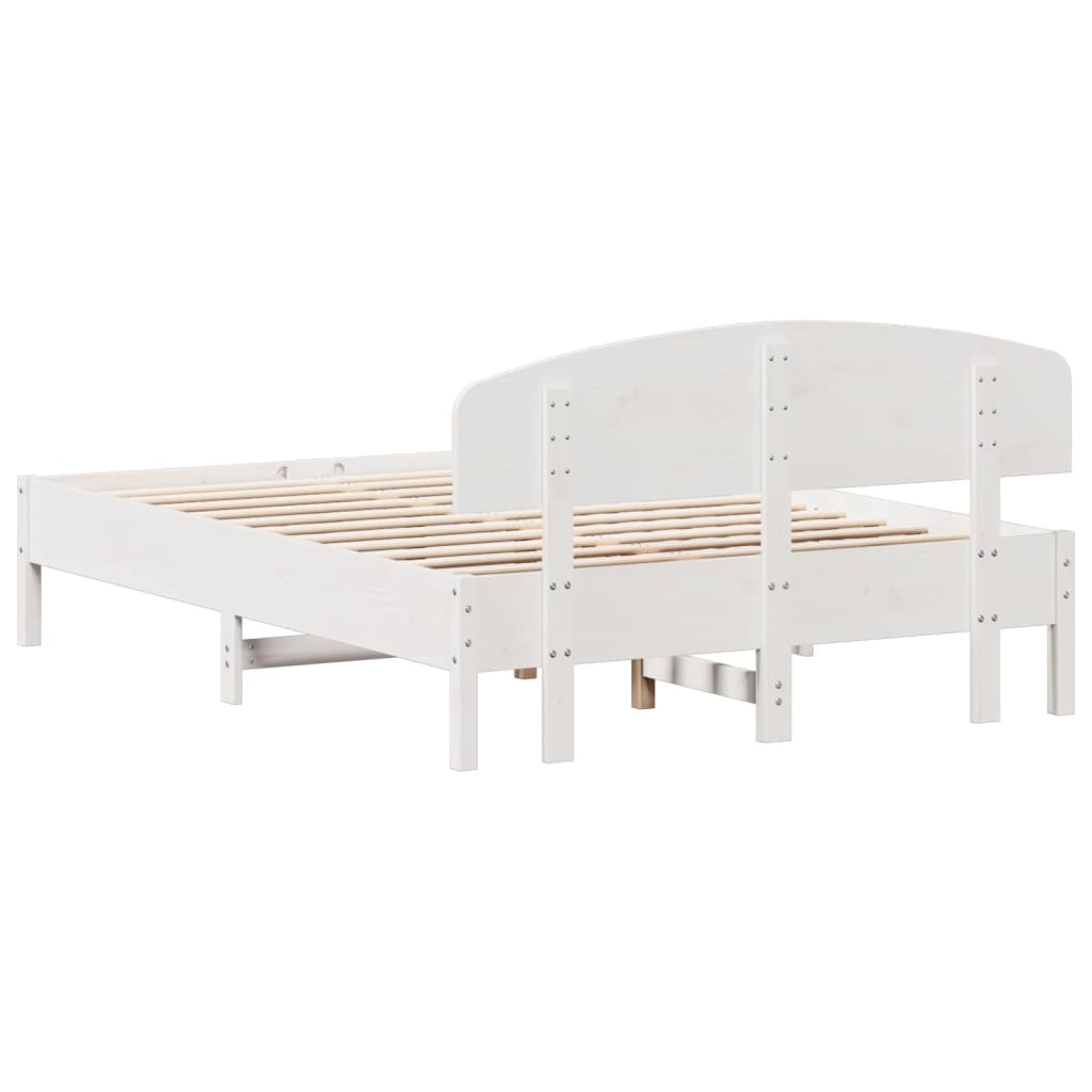 Letto senza Materasso Bianco 140x190 cm Legno Massello di Pino 3207226