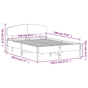 Letto senza Materasso Bianco 140x190 cm Legno Massello di Pino 3207226