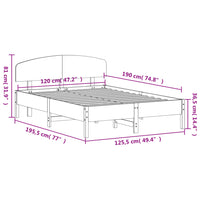 Giroletto con Testiera Bianco 120x190 cm Legno Massello di Pino 3207234