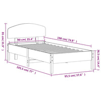 Giroletto con Testiera Bianco 90x190 cm Legno Massello di Pino 3207238