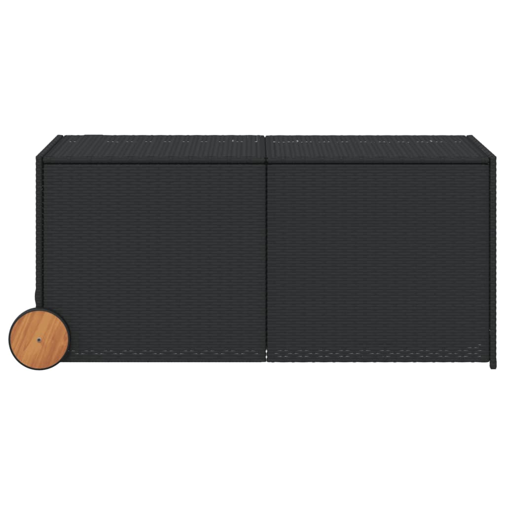 Contenitore da Giardino con Ruote Nero 283L in Polyrattan 365316