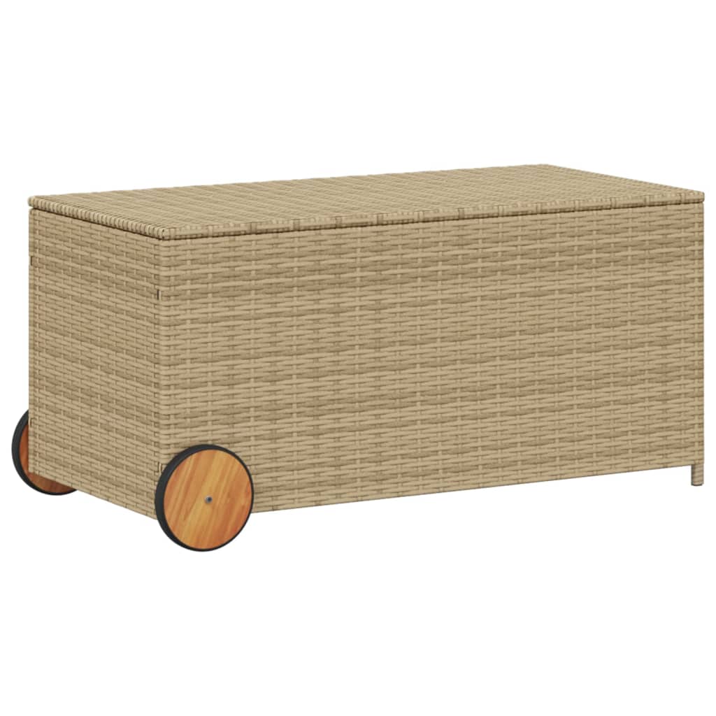 Contenitore da Giardino con Ruote Beige Misto 190L Polyrattan 365327