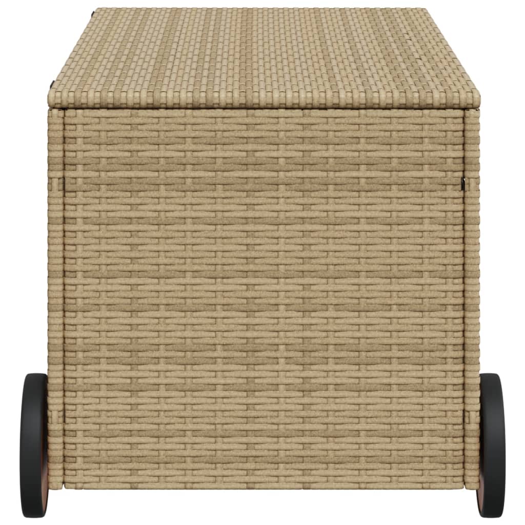 Contenitore da Giardino con Ruote Beige Misto 190L Polyrattan 365327