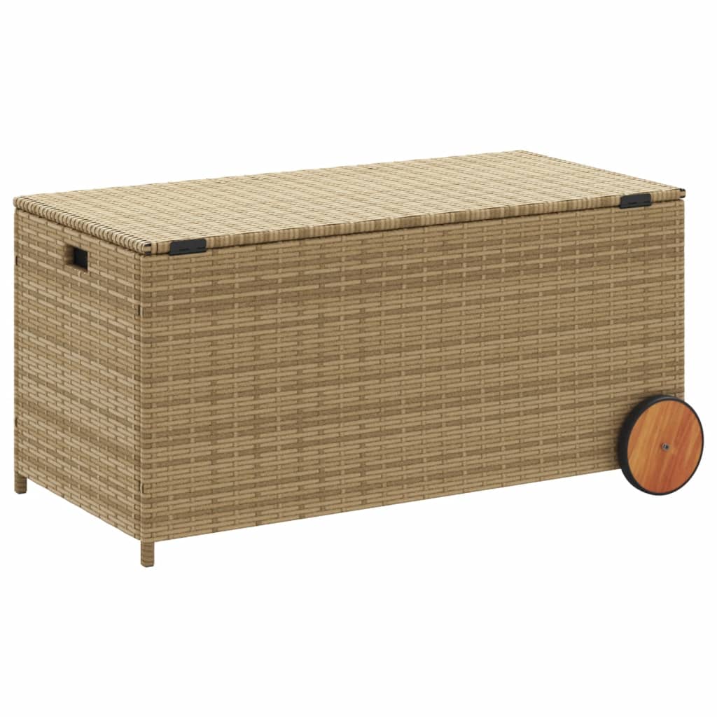 Contenitore da Giardino con Ruote Beige Misto 190L Polyrattan 365327