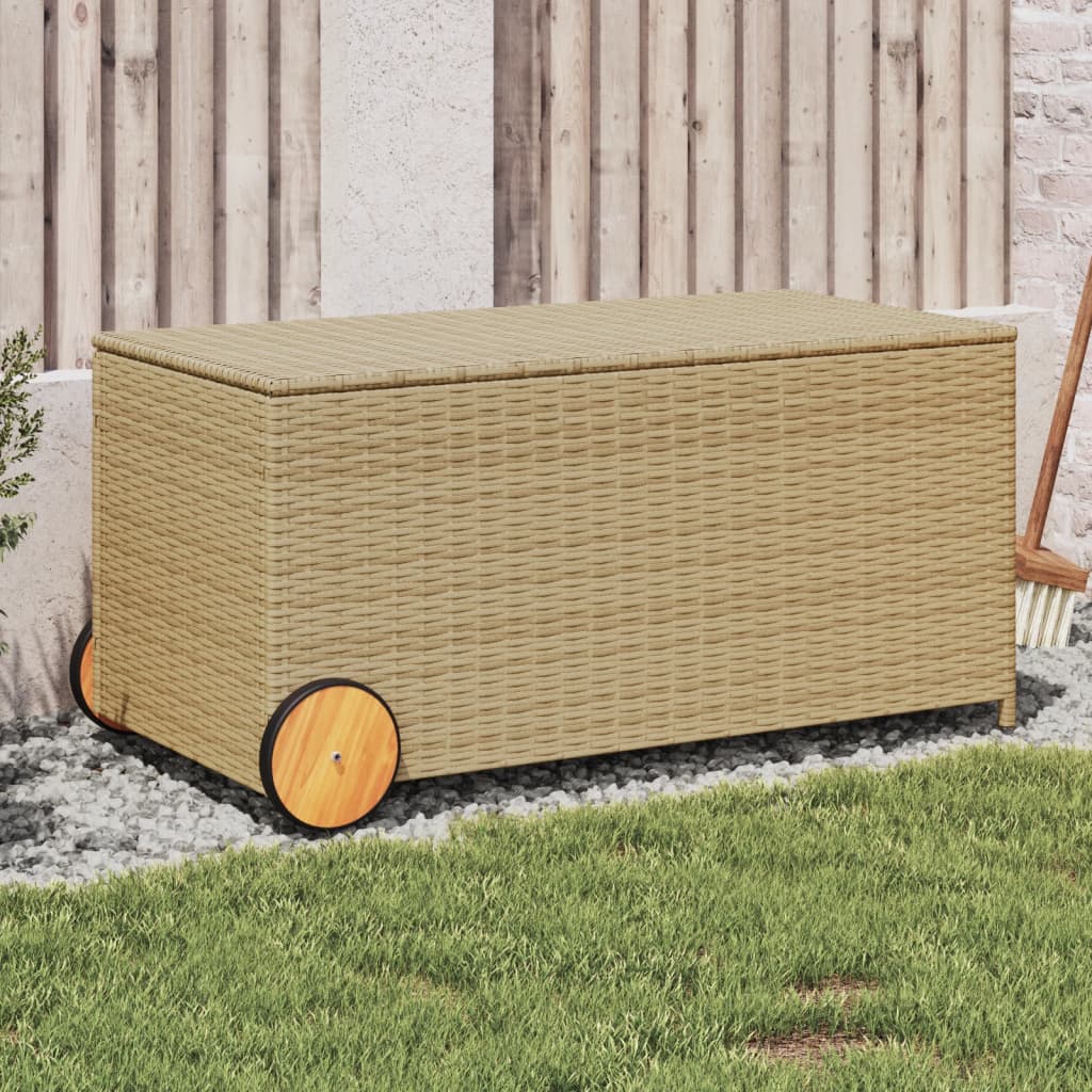 Contenitore da Giardino con Ruote Beige Misto 190L Polyrattan 365327