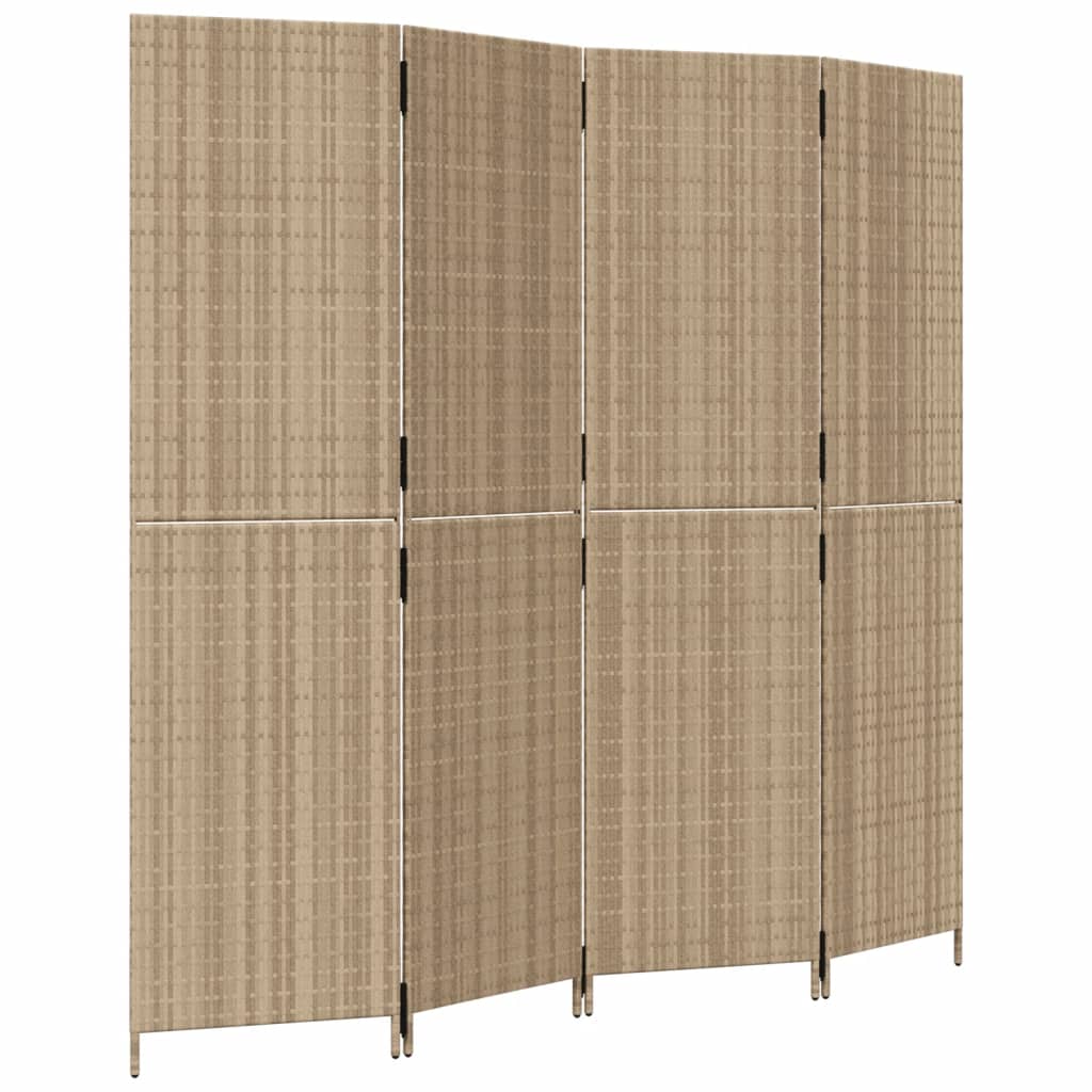 Divisorio per Ambienti a 4 Pannelli Beige in Polyrattancod mxl 85829