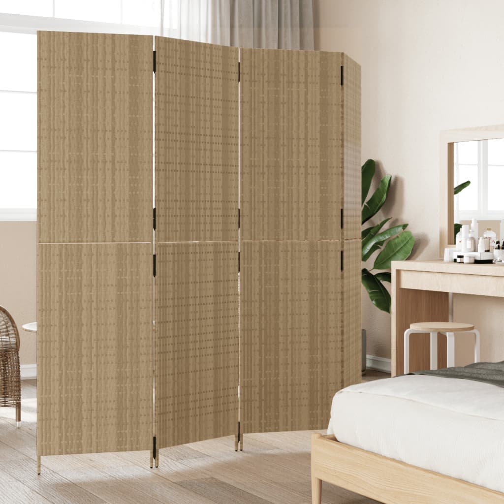 Divisorio per Ambienti a 4 Pannelli Beige in Polyrattancod mxl 85829