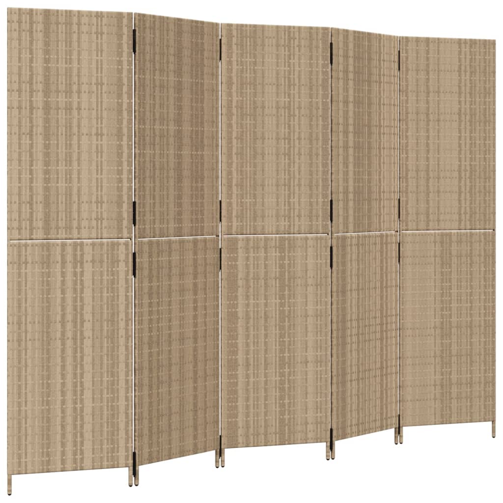 Divisorio per Ambienti a 5 Pannelli Beige in Polyrattancod mxl 85830