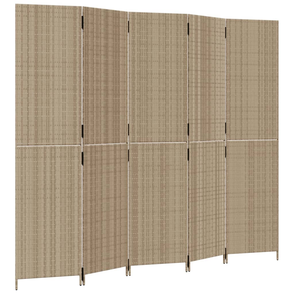 Divisorio per Ambienti a 5 Pannelli Beige in Polyrattancod mxl 109801