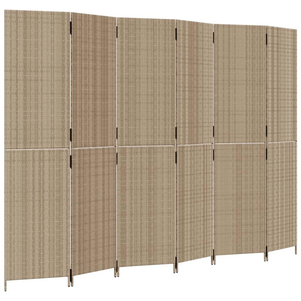 Divisorio per Ambienti a 6 Pannelli Beige in Polyrattancod mxl 109803