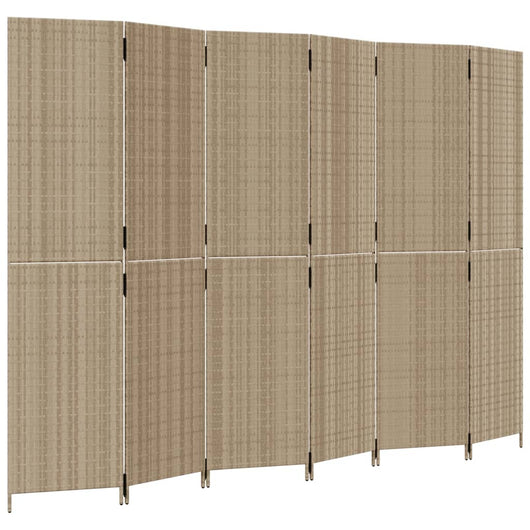 Divisorio per Ambienti a 6 Pannelli Beige in Polyrattancod mxl 109803