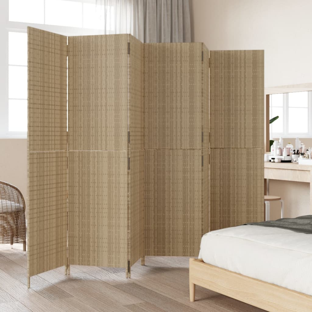 Divisorio per Ambienti a 6 Pannelli Beige in Polyrattancod mxl 109803