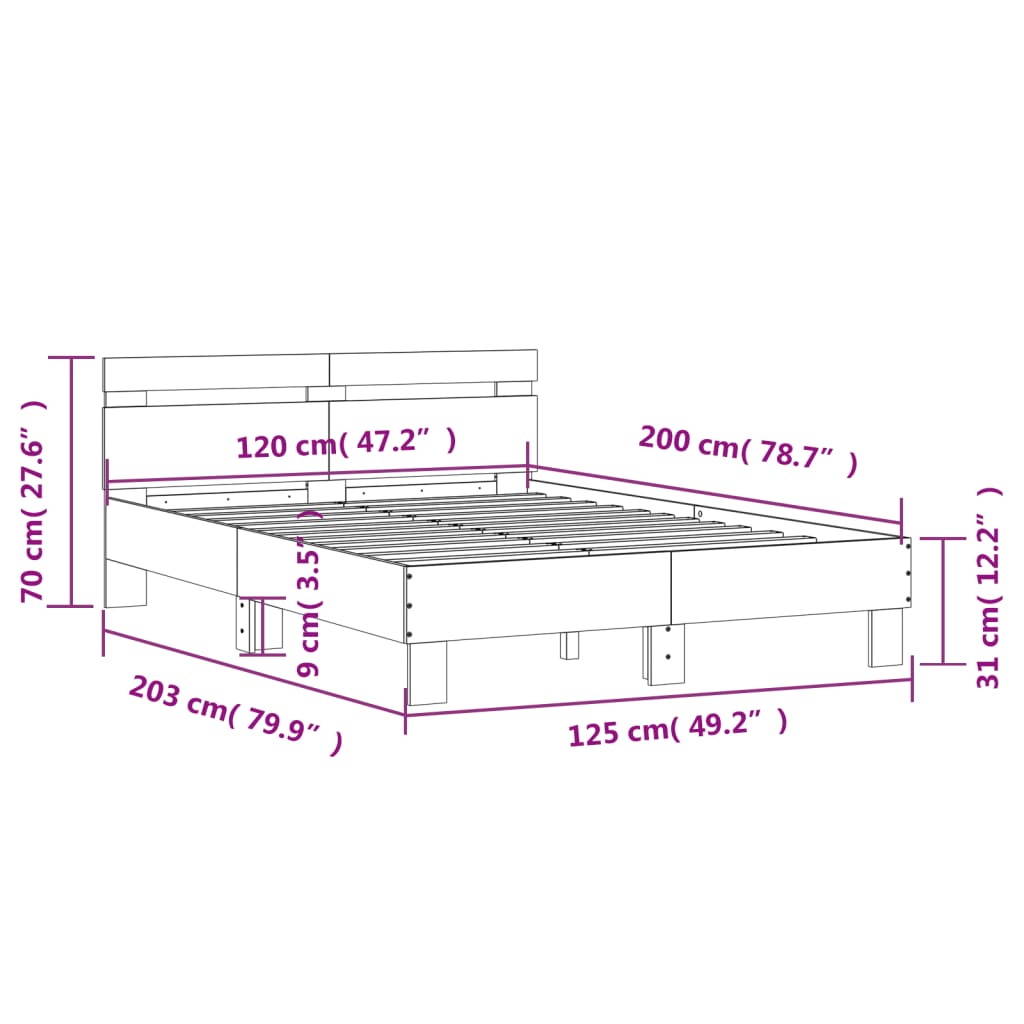 Giroletto con Testiera Bianco 120x200 cm in Legno Multistrato 3207427