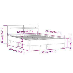 Giroletto con Testiera Rovere Fumo 120x200 cm Legno Multistrato 3207431