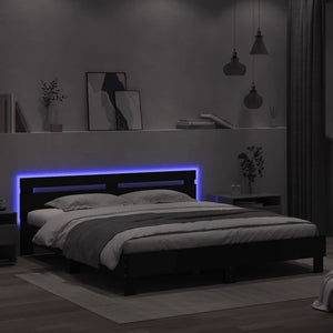 Giroletto con Testiera e LED Nero 180x200 cm 3207526