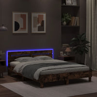 Giroletto con Testiera e LED Rovere Fumo 140x190 cm 3207564