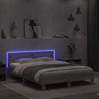 Giroletto con Testiera e LED Grigio Sonoma 140x190 cm 3207565