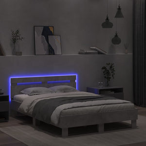 Giroletto con Testiera e LED Grigio Cemento 135x190 cm 3207570