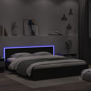 Giroletto con Testiera e LED Nero 200x200 cmcod mxl 133473