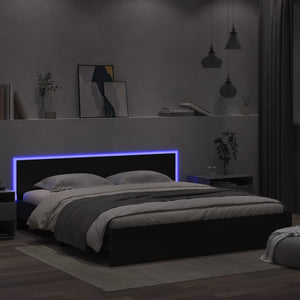 Giroletto con Testiera e LED Nero 180x200 cm 3207589