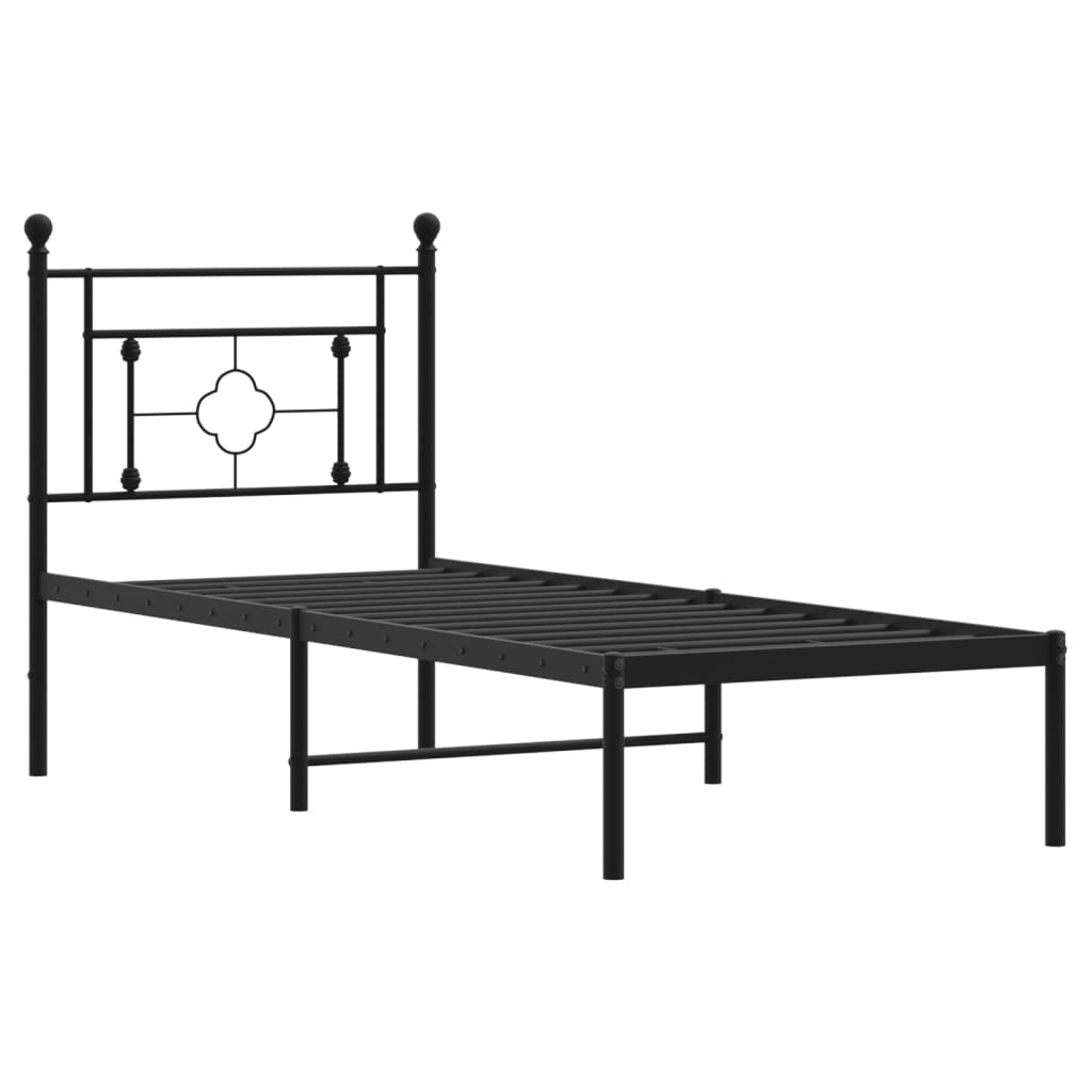 Giroletto con Testiera in Metallo Nero 75x190 cm 374329