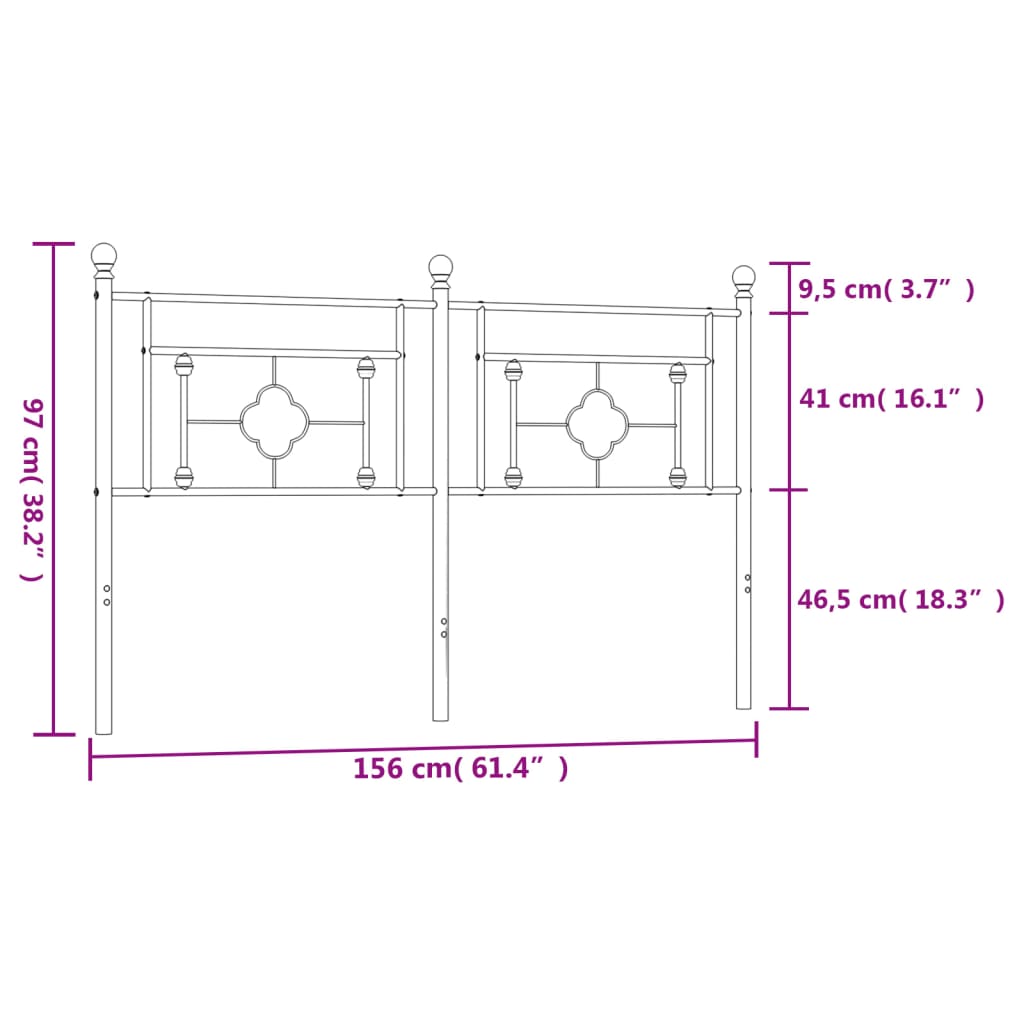 Testiera in Metallo Nero 150 cm 374373