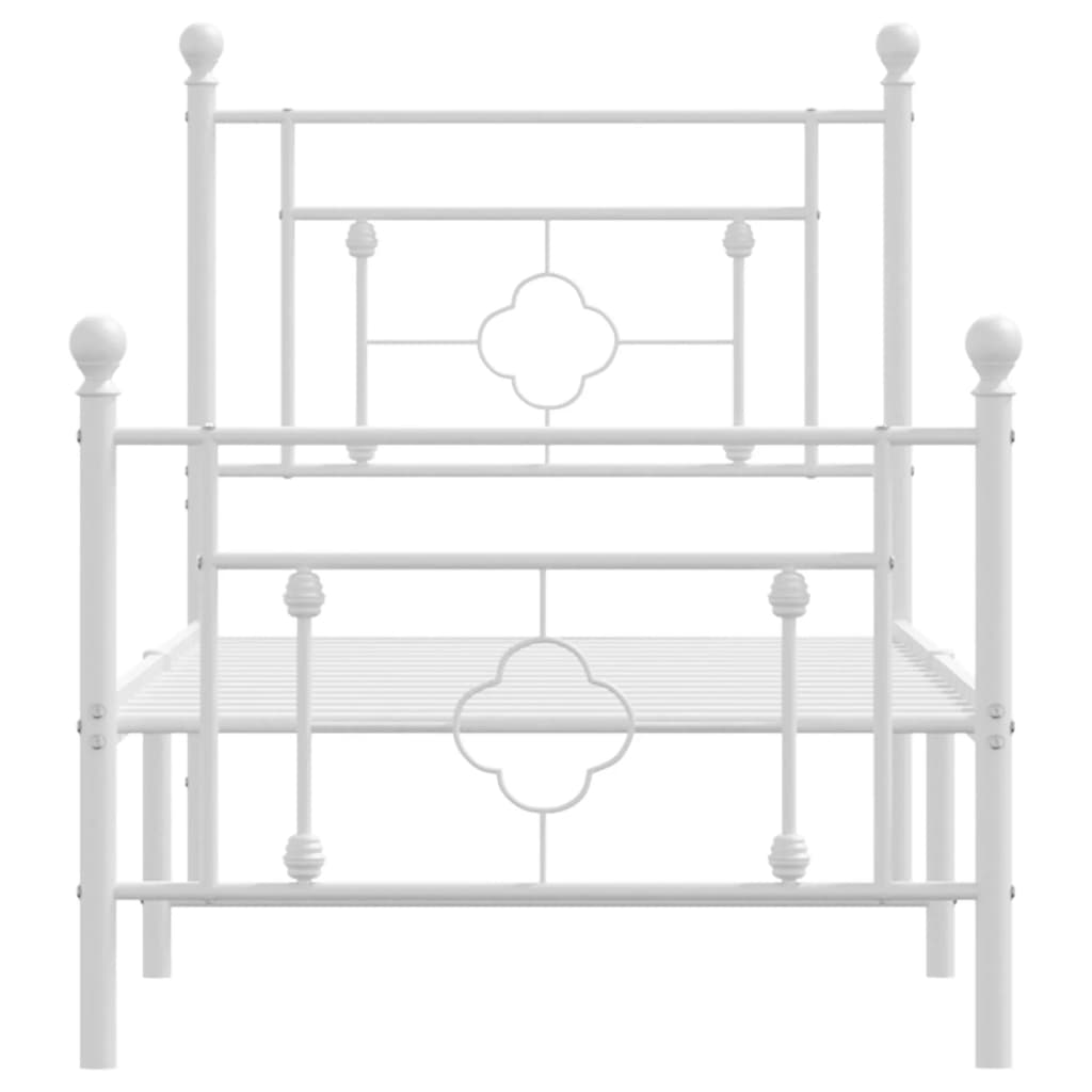 Giroletto con Testiera e Pediera Metallo Bianco 75x190 cm 374396