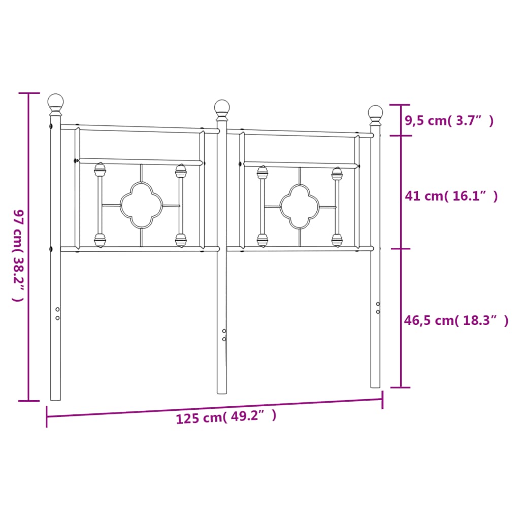 Testiera in Metallo Bianco 120 cm 374419