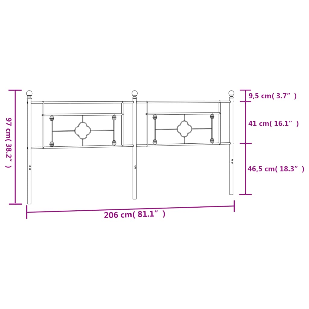 Testiera in Metallo Bianco 200 cm 374426