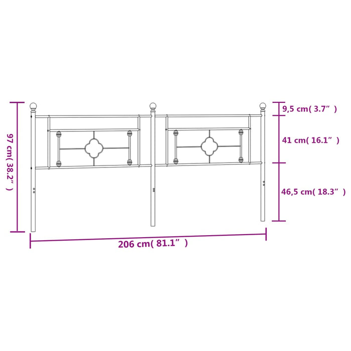 Testiera in Metallo Bianco 200 cm 374426