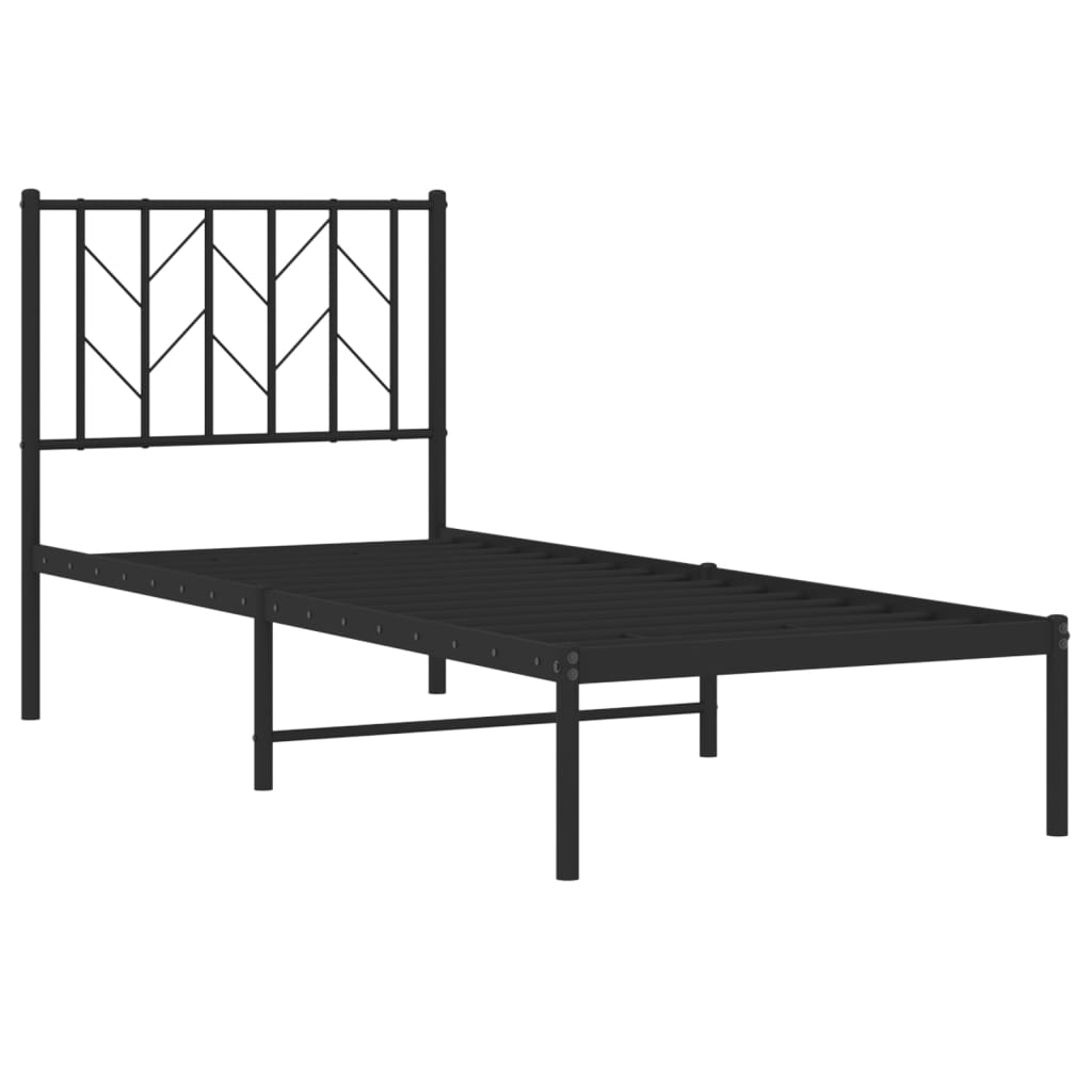 Giroletto con Testiera in Metallo Nero 75x190 cm 374427