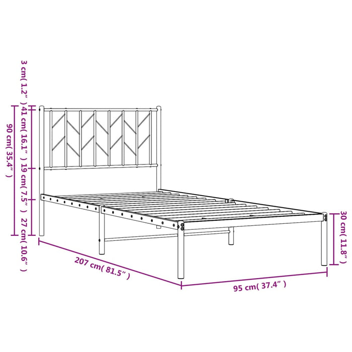 Giroletto con Testiera in Metallo Nero 90x200 cm 374430