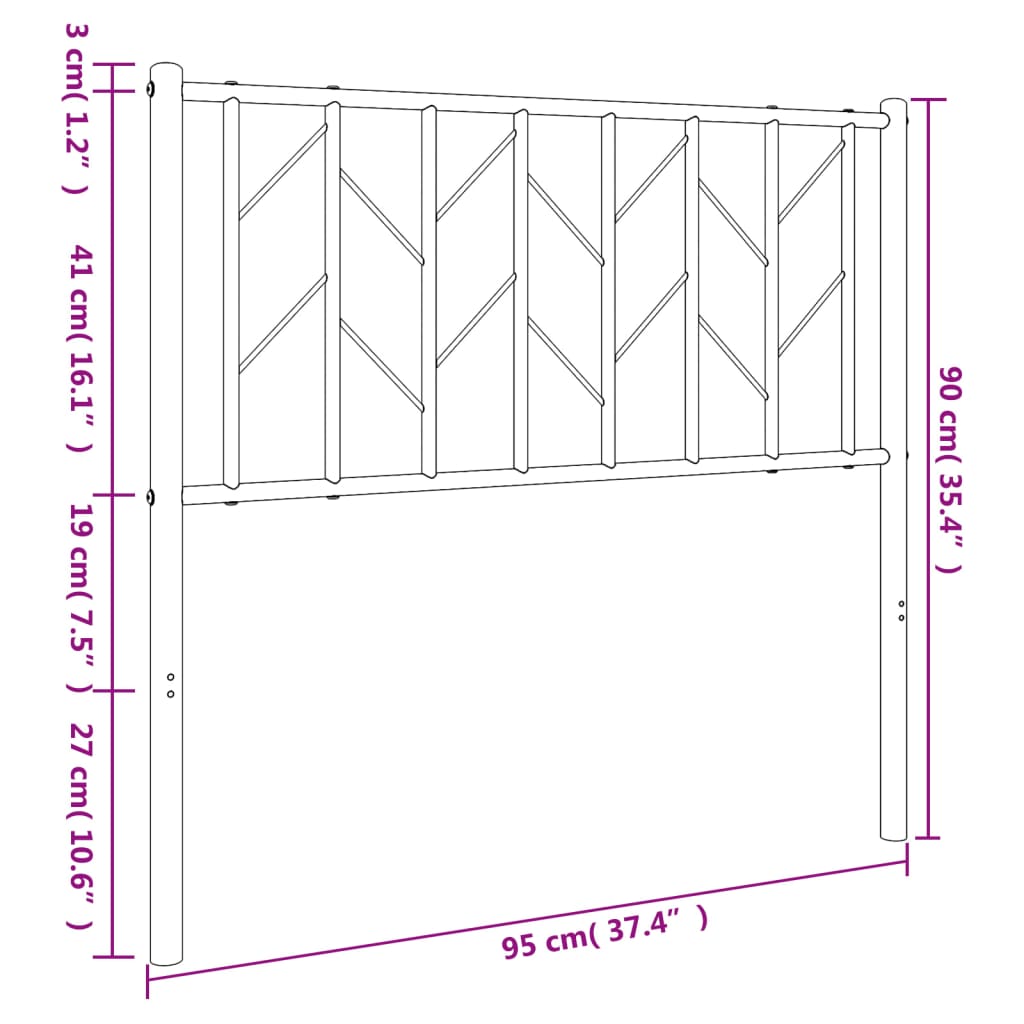 Testiera in Metallo Nero 90 cm 374465