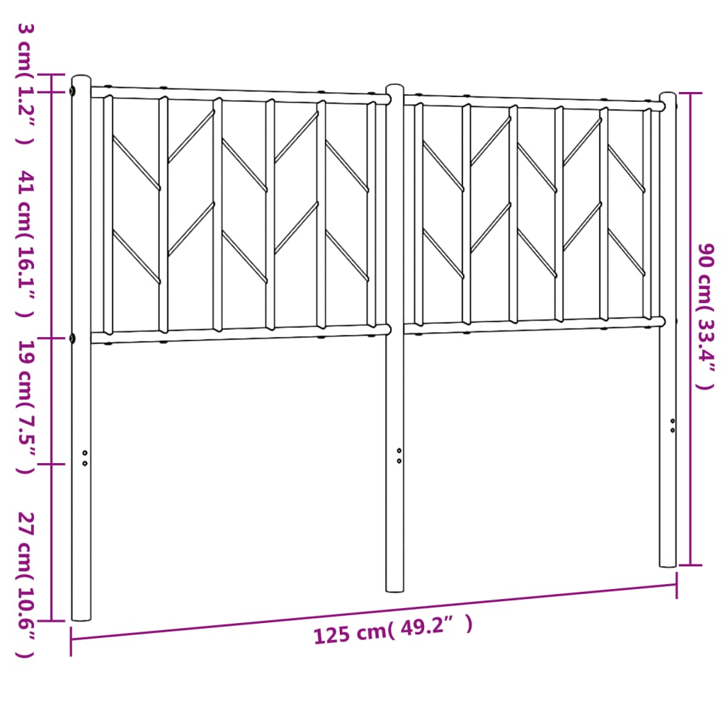 Testiera in Metallo Nero 120 cm 374468