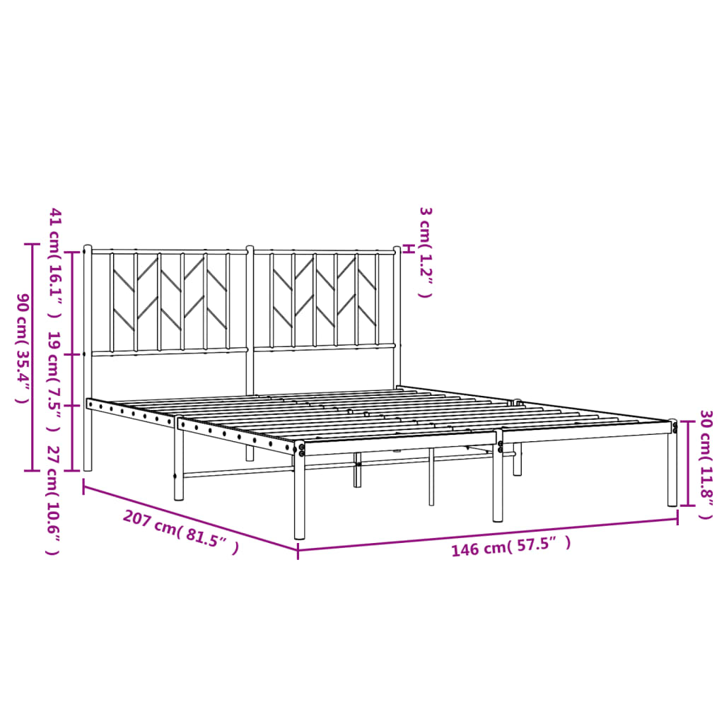 Giroletto con Testiera Metallo Bianco 140x200 cm 374487