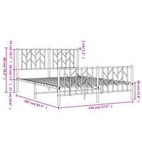 Giroletto con Testiera e Pediera Metallo Bianco 140x200 cm 374505