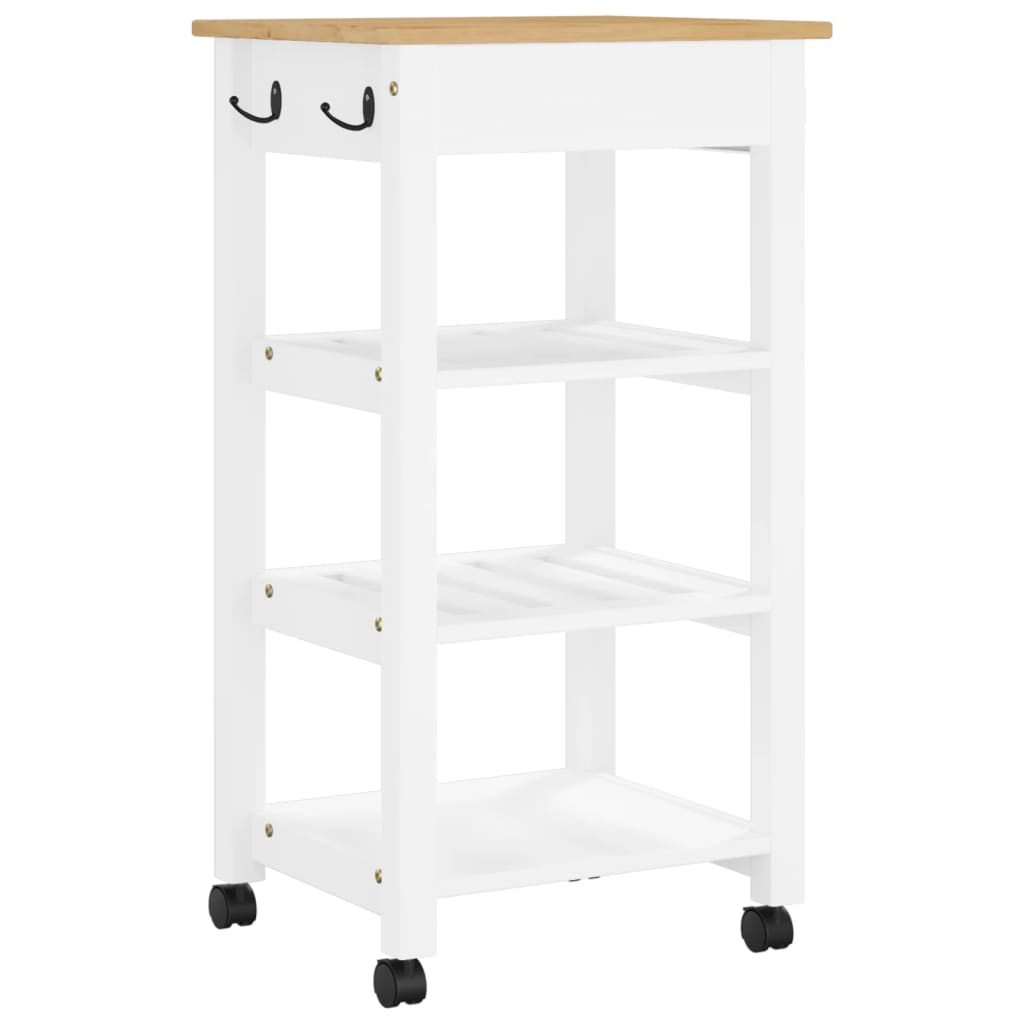 Carrello da Cucina MONZA 48x40x90 cm in Legno Massello di Pino 376081