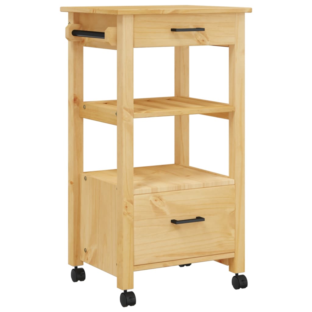 Carrello da Cucina MONZA 48x40x90 cm in Legno Massello di Pino 376082