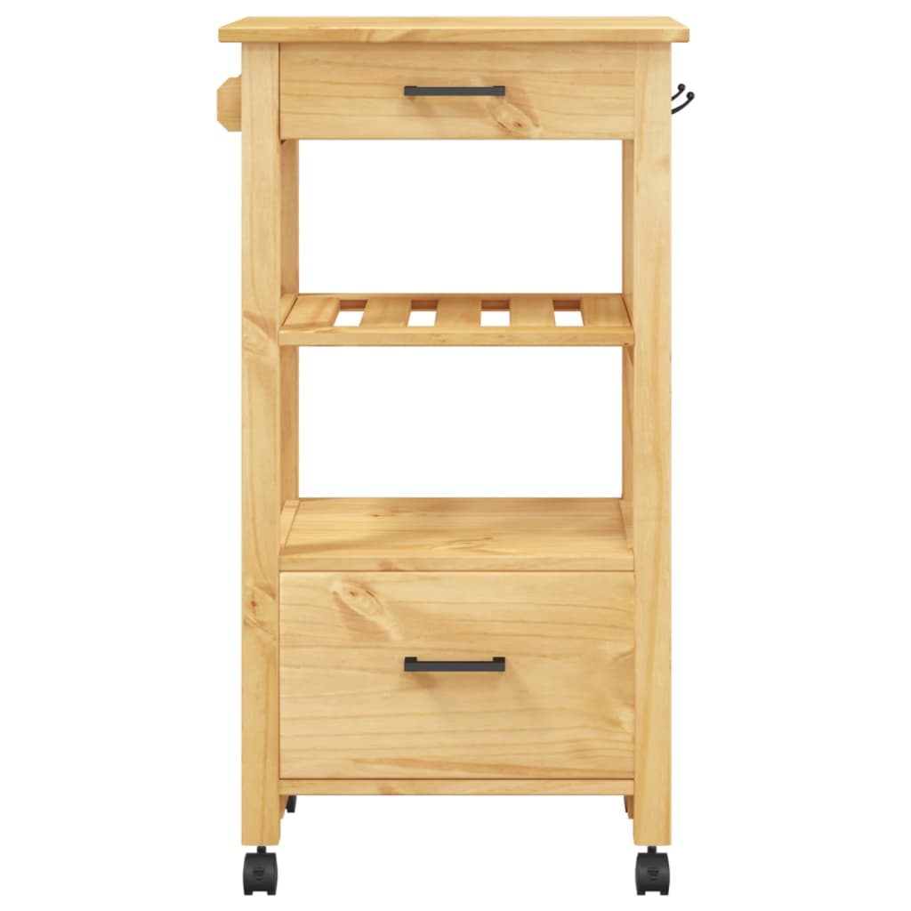 Carrello da Cucina MONZA 48x40x90 cm in Legno Massello di Pino 376082