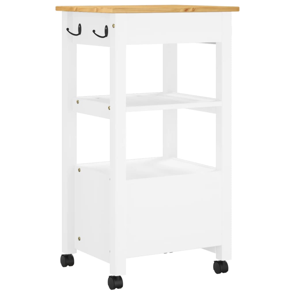 Carrello da Cucina MONZA 48x40x90 cm in Legno Massello di Pino 376084