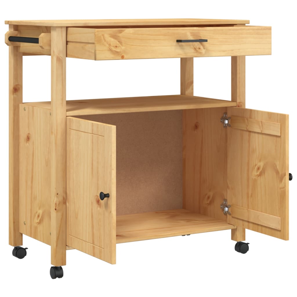 Carrello da Cucina MONZA 84x40x90 cm in Legno Massello di Pino 376106