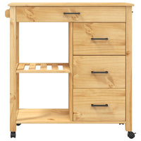 Carrello da Cucina MONZA 84x40x90 cm in Legno Massello di Pino 376115