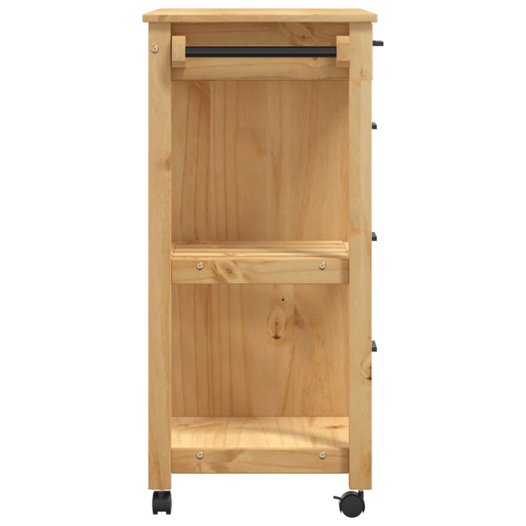 Carrello da Cucina MONZA 84x40x90 cm in Legno Massello di Pino 376115