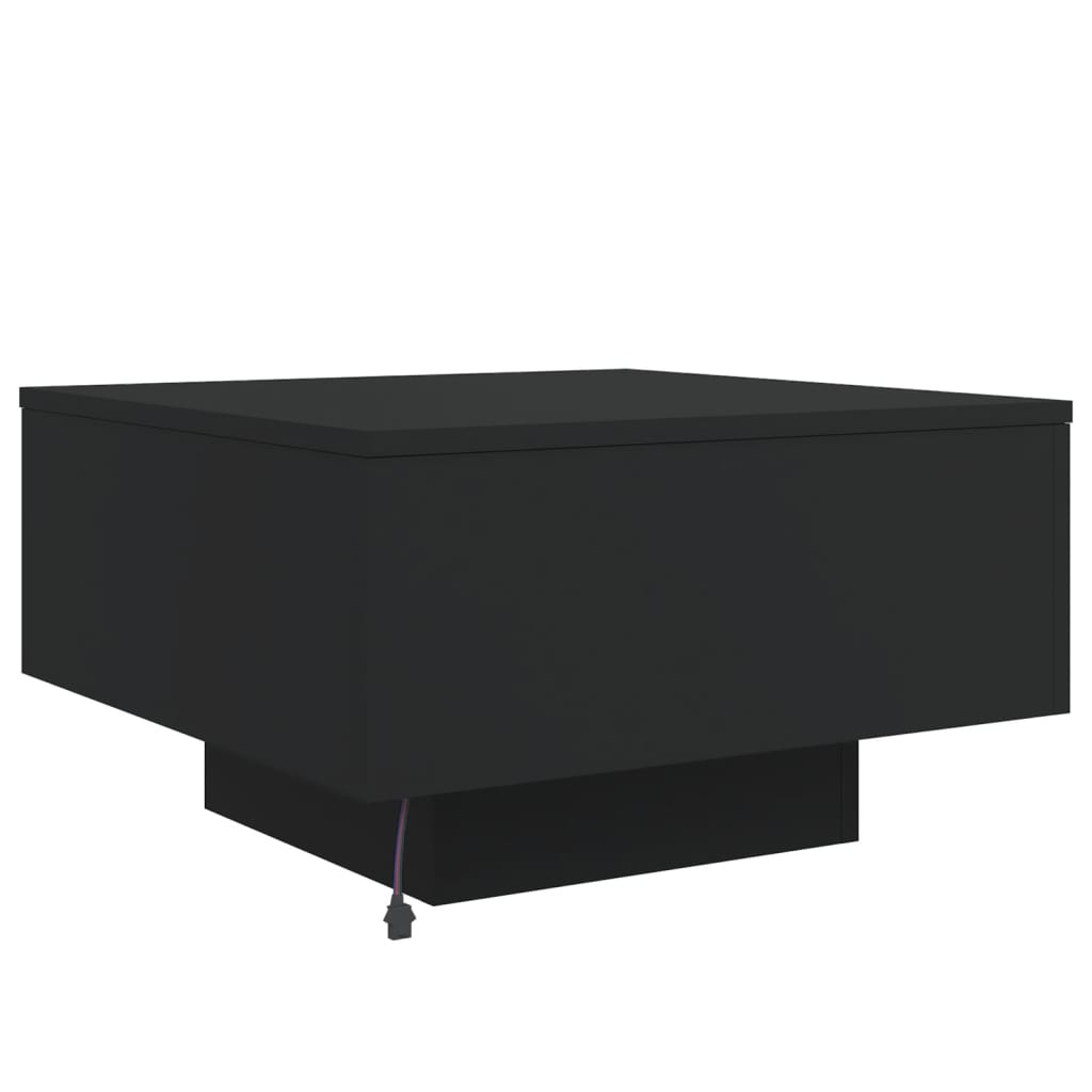 Tavolino da Soggiorno con Luci LED Nero 55x55x31 cm 836575